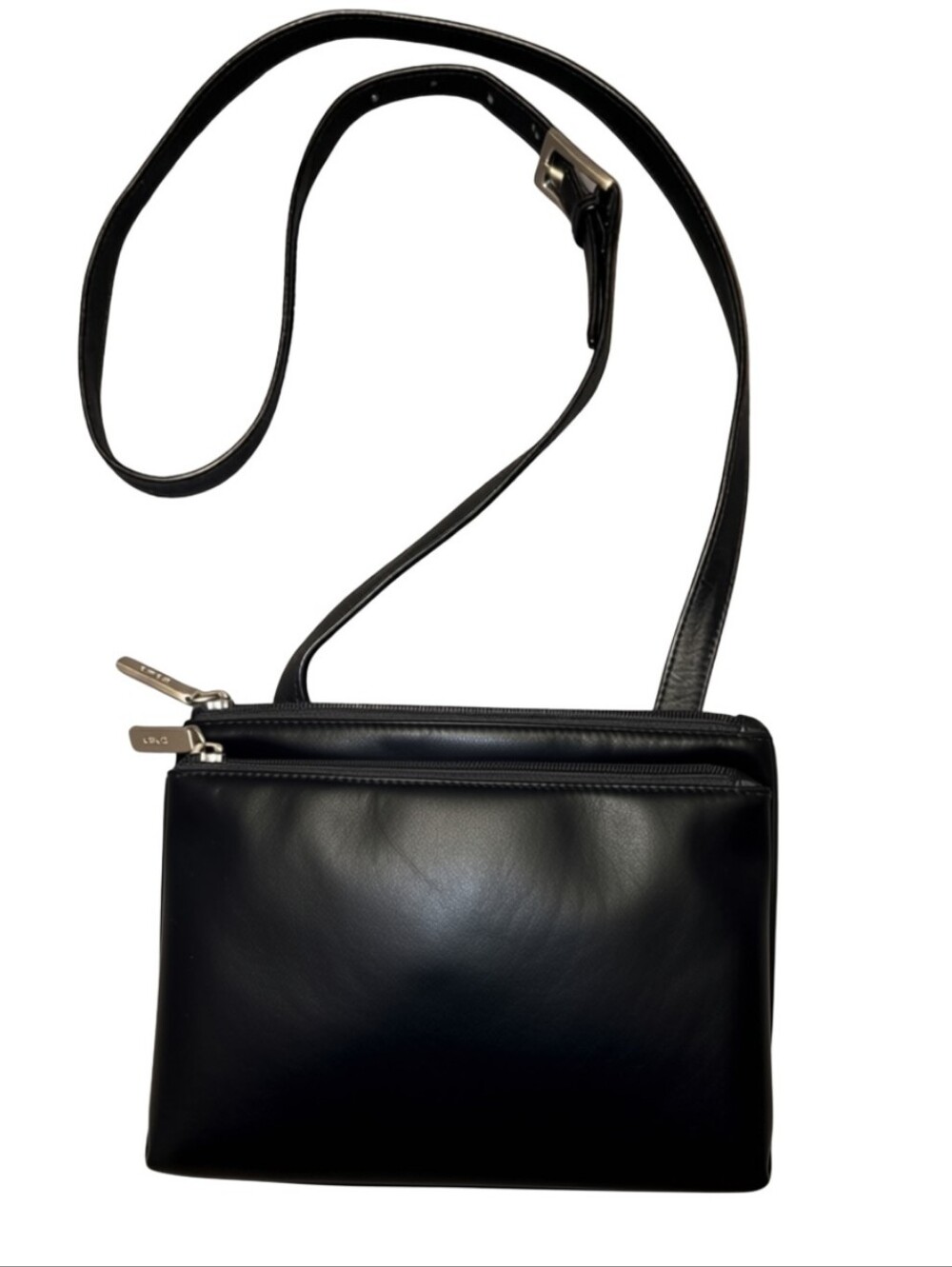 Hobo International Black Leather Shoulder Bag Cross Body Double Zipper